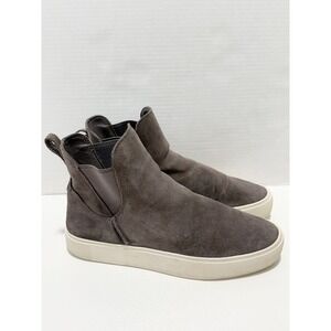 UGG Mauna Gray Suede Leather Ankle Boots Platform Chelsea Pull On Booties 11